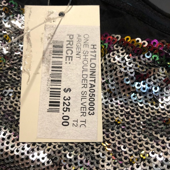 Maje Loinita Metallic Sequined One Shoulder Size 2 - Picture 2 of 2